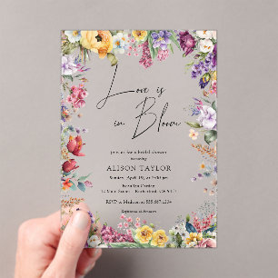 Invitations En Acrylique Love In Bloom Mariage Floral Printanier Shower