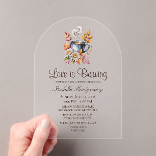 Invitations En Acrylique Love Is Brewing Cozy Automne Café Enterrement de V