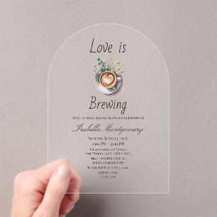 Invitations En Acrylique Love Is Brewing Cozy Espresso Baby Shower Mariage