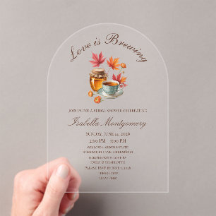Invitations En Acrylique Love Is Brewing Cozy Tea Enterrement de mariage