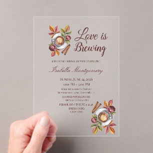 Invitations En Acrylique Love Is Brewing Mariage Automnal de Café