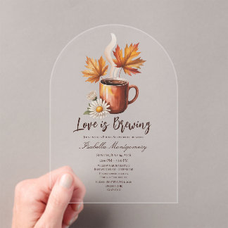Invitations En Acrylique Love Is Brewing Mariage Automnal de Café