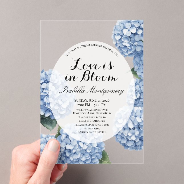 Invitations En Acrylique Love Is in Bloom Hydrangea de printemps Baby Showe (In situ (ordinateur de poche))