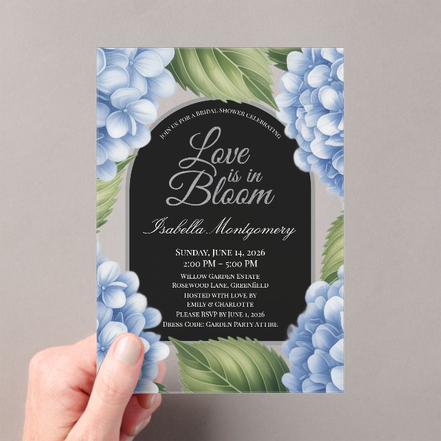 Invitations En Acrylique Love Is in Bloom Hydrangea Unique Shower de Mariag (In situ (ordinateur de poche))