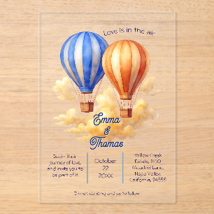 Invitations En Acrylique Love Is in the Air Hot Air Balloon Travel Mariage