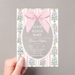 Invitations En Acrylique Love Shack Baby Bow rose Baby shower floral