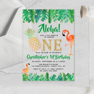 Invitations En Acrylique Luau de plage tropicale d'été pour garçon 1er anni
