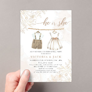 Invitations En Acrylique Lui ou elle Fleur sauvage Vêtements de bébé Révéla