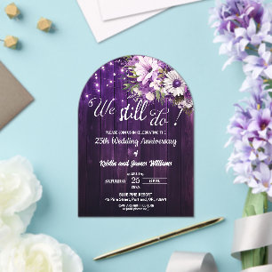 Invitations En Acrylique Lumières de Chaîne de 25e Anniversaire de Mariage