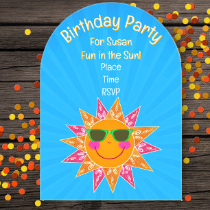 Invitations En Acrylique Lunettes de soleil d'anniversaire Rose Orange Rayo