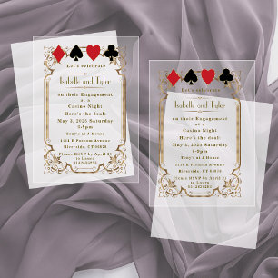 Invitations En Acrylique Luxe Gold Art Deco Casino Fiançailles de nuit