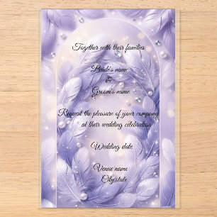 Invitations En Acrylique Luxueux Diamants à plumes violettes Arc Mariage Ac