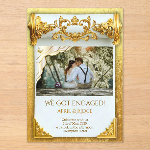 Invitations En Acrylique Luxueux Engagement Or I avec Photo Élégant Sur-Mes