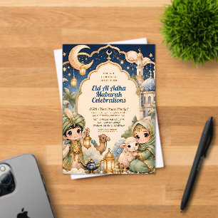 Invitations En Acrylique Luxueux et Mignon Chibi Enfants Eid Al Adha Mubara