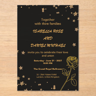 Invitations En Acrylique Luxury Gold Save the Date Wedding Card