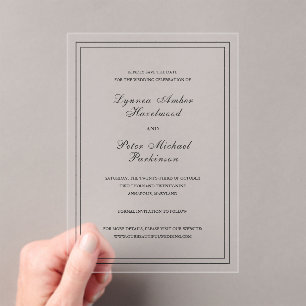 Invitations En Acrylique Lynnea Simple mariage élégant Enregistrer la date