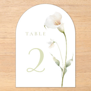 Invitations En Acrylique lys calla fond blanc table 2