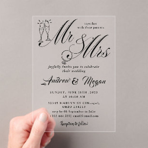 Invitations En Acrylique M. et mme Mariage
