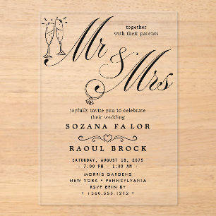 Invitations En Acrylique m. & mme Mariage Acrylique Invitations