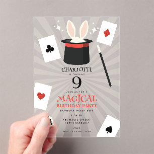Invitations En Acrylique Magic Show Magicien Anniversaire de enfant Party
