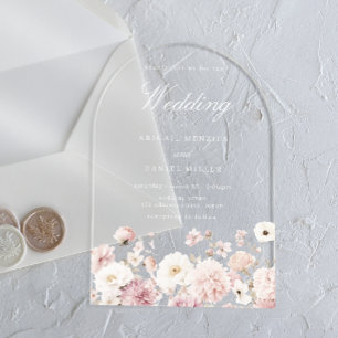 Invitations En Acrylique Magnifique Élégant Superbe Floral Mariage
