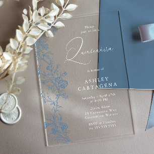 Invitations En Acrylique Magnifique Élégant Vintage Quinceanera 15e Anniver