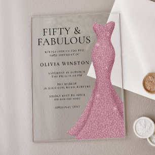 Invitations En Acrylique Magnifique Gown Cinquante et fabuleux 50e annivers