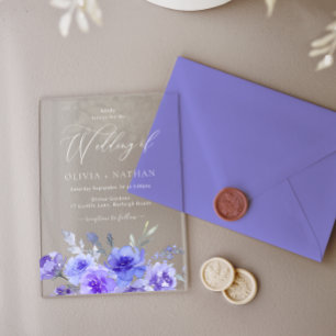 Invitations En Acrylique Magnifique Lavande violette Violet Mariage floral