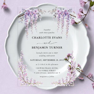 Invitations En Acrylique Magnifique mariage de jardin floral de glycine à l