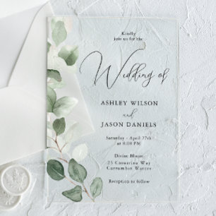 Invitations En Acrylique Magnifique mariage moderne avec verdure