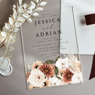 Invitations En Acrylique Magnifique mariage moderne boho