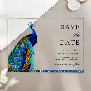 Invitations En Acrylique Magnifique paon bleu indien mariage à retenir la d