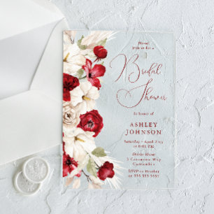 Invitations En Acrylique Magnifique Script Rouge & Blanc Fête des mariées F