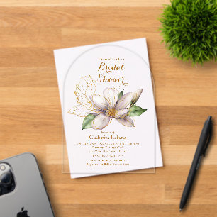 Invitations En Acrylique Magnolia aquarelle violet Fête de mariage