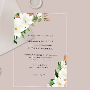 Invitations En Acrylique Magnolia Floral Élégant