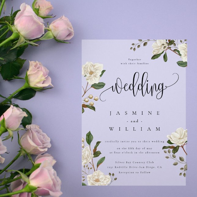 Invitations En Acrylique Magnolia Mariage Moderne  (Créateur téléchargé)
