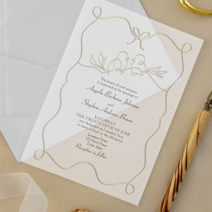 Invitations En Acrylique Main romantique tirée Mariage noir et blanc