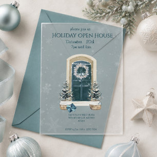 Invitations En Acrylique Maison Ouverte Élégante Teal Poussiéreux pour les