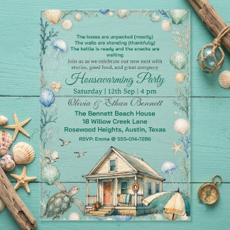 Invitations En Acrylique Maison Tropicale de Plage Côte Vent Océan