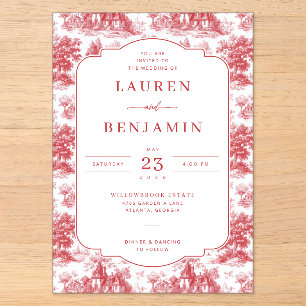 Invitations En Acrylique Maisons Rouges Élégantes de Style Vintage