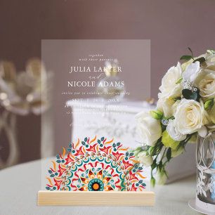 Invitations En Acrylique Majesté Royale Élégance de Festival Mandala de Mar