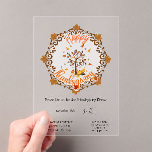 Invitations En Acrylique Mandala de l'arbre d'automne Feuillage d'automne e