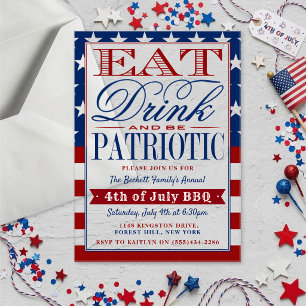 Invitations En Acrylique Manger, Boire & être Patriote Fête du 4 Juillet