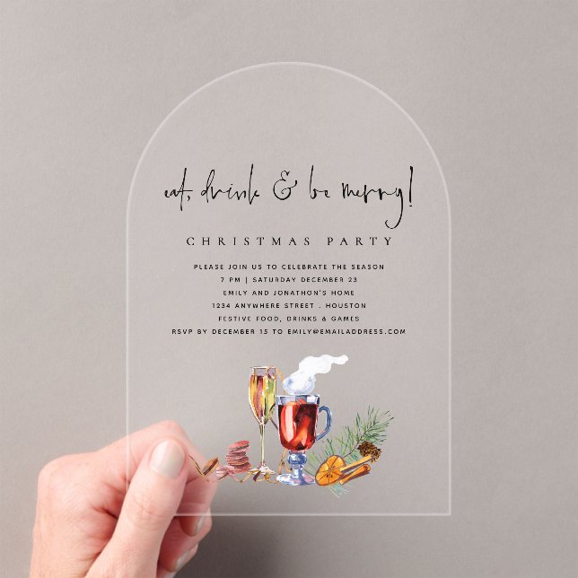 Invitations En Acrylique Manger Boire Soyez Joyeux Noël Acrylique (In situ (ordinateur de poche))