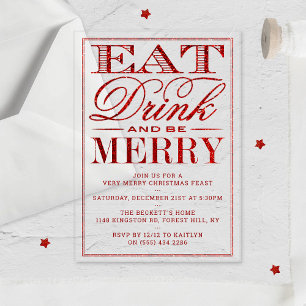 Invitations En Acrylique Mangez, buvez et soyez joyeux Parties scintillant