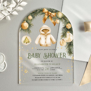 Invitations En Acrylique Manteau rustique boho hiver bébé Noël