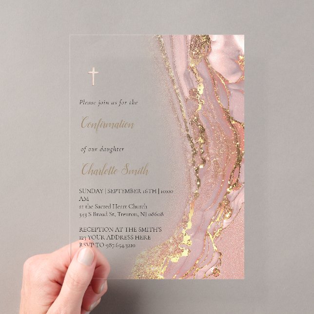 Invitations En Acrylique marbre d'encre | Confirmation (In situ (ordinateur de poche))