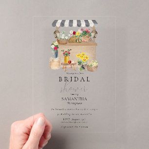 Invitations En Acrylique Marché de fleurs de paysan à l'aquarelle pour une