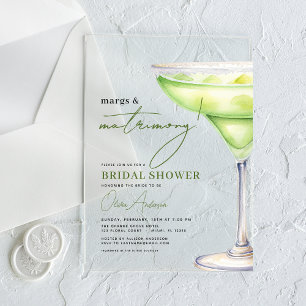 Invitations En Acrylique Marges et mariage Fête des mariées moderne