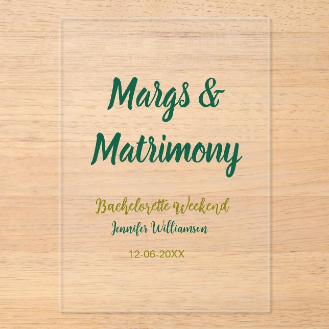 Invitations En Acrylique Margs et matrimone ajouter nom date enterrement de (Recto)